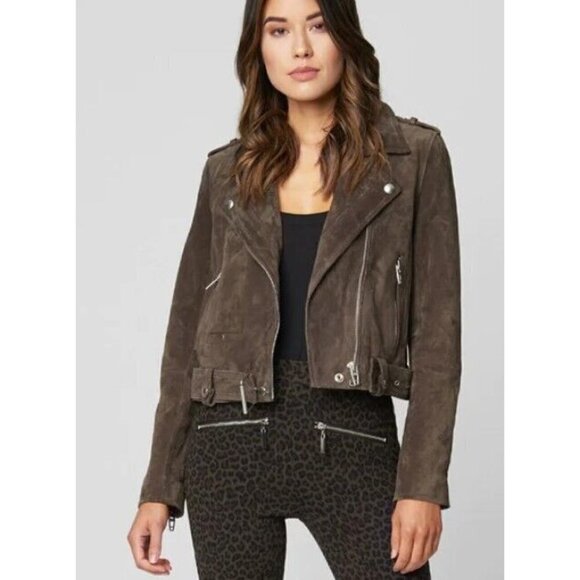 New BlankNYC Suede Moto Jacket Womens S Brown Belted Crop Blank NYC - Picture 1 of 8